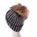 Unisex Rhinestone Bling Genuine Fur Pom Knit Beanie Ski Acrylic Crochet Hat A391  eb-83538385